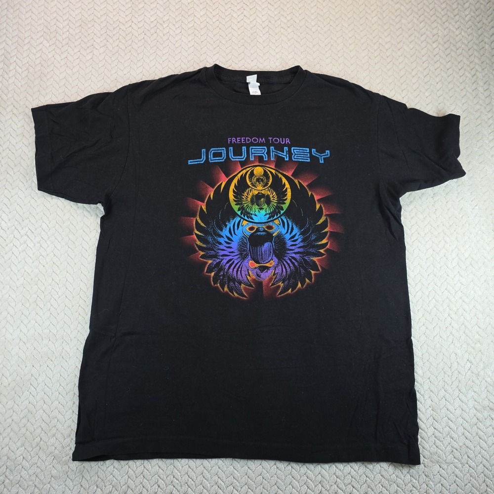 Journey Freedom Tour T-Shirt Mens Large Black Rainbow Scarab Graphic Band Tee
